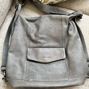 Burkely Gray Leather backpack/hobo/Crossbody Bag